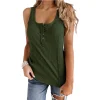 Pure Color Buttons Sleeveless Vest T-shirt - Image 6
