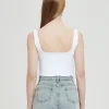 Ribbed Casual Fitness Short Vest Candy Colors Knitted Off Shoulder Crop Top - Image 2