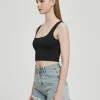Ribbed Casual Fitness Short Vest Candy Colors Knitted Off Shoulder Crop Top - Image 4