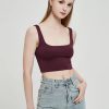 Ribbed Casual Fitness Short Vest Candy Colors Knitted Off Shoulder Crop Top - Image 6