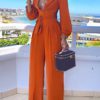 Casual Shirt Collar Polyester Two-Piece Suit Jumpsuits