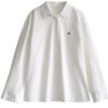 Women's White Shirt New Loose Contrast Embroidery Long Sleeve Woman