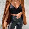 Blazer Jacket Coffee Brown Lapel Chic Casual Street Outerwear For Women - Image 4