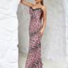 Bodycon Dresses Leopard Print Straps Neck Lace Backless Sexy Sleeveless Pencil Dress