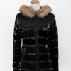 Women Black Jacket Puffer Coat Faux Fur Hooded Outerwear