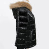 Women Black Jacket Puffer Coat Faux Fur Hooded Outerwear - Image 4