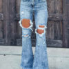 Bootcut Jeans For Women Ripped Cotton Raw Edge Bottoms