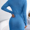 Charming Acrylic Long Sleeves Jewel Neck Knitted Dress - Image 13