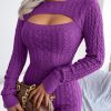 Charming Acrylic Long Sleeves Jewel Neck Knitted Dress - Image 4