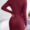 Charming Acrylic Long Sleeves Jewel Neck Knitted Dress - Image 19
