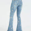 Woman's Bootcut Jeans Daisy Embroidered Mid Rise Flare Bottoms - Image 3