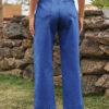 Woman's Jeans Cowboy Split Front Raised Waist Denim Bottoms - Image 5