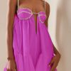 Backless Diamond Drawstring Square Collar Solid Color Mini Party Dress - Image 2