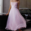 Party Dresses Lavender Cowl Neck Lace Up Sleeveless Backless Semi Formal Dress - Image 4