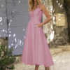 Party Dresses White V-Neck Pockets Sleeveless Backless Semi Formal Dress