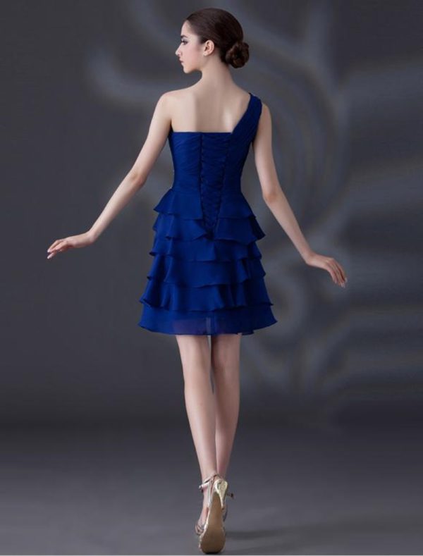 A-line Beading One-Shoulder Chiffon Gorgeous Cocktail wedding guest dress - Image 5