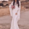 Boho Wedding Dress With Court Train White Jewel Neck Long Sleeve Lace Bridal Dress Long Hippie Bridal Gowns Free Customization - Image 3