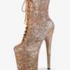 Pole Dance Shoes Women's Glitter Lace Up Stiletto Heel Ankle Boots with Platform - Image 2