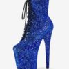 Pole Dance Shoes Women's Glitter Lace Up Stiletto Heel Ankle Boots with Platform - Image 4