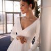 Short Wedding Dresses Long Sleeves A-Line Tea-Length Bridal Dresses - Image 2