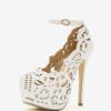Wedding Heels Hollow Out Stiletto Heel Ankle Strap Pumps - Image 4