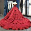 Luxury Lace Tiered Wedding Dress Sleeveless Beading Bridal Gowns - Image 3