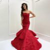 Simple Style Mermaid Wedding Dress Strapless Ruffles Bridal Gown