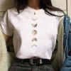 Chic Moon Space Graphic Tee for Women - Casual Summer-Wear