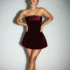Strapless Short Prom Party Dress Chic And Elegant Velvet Mini Dress - Image 3