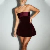 Strapless Short Prom Party Dress Chic And Elegant Velvet Mini Dress - Image 4