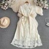 Style Dresses for Women Crochet Hollow Out A-line Long Sleeve Female - Image 5