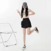 Bow Irregular Mini Skirts High Waisted Slim Slit A-line Skirt Shorts Sweet Girl Casual All-match