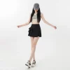 Bow Irregular Mini Skirts High Waisted Slim Slit A-line Skirt Shorts Sweet Girl Casual All-match - Image 3