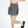 Bow Irregular Mini Skirts High Waisted Slim Slit A-line Skirt Shorts Sweet Girl Casual All-match - Image 5