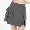 Bow Irregular Mini Skirts High Waisted Slim Slit A-line Skirt Shorts Sweet Girl Casual All-match - Image 6