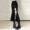 Gothic Style Slit Mermaid Hollow Out High Waist All Match Midi Skirt