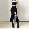 Gothic Style Slit Mermaid Hollow Out High Waist All Match Midi Skirt - Image 2