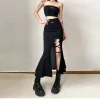 Gothic Style Slit Mermaid Hollow Out High Waist All Match Midi Skirt - Image 3