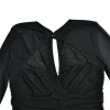 Hollow Out Ruched Mini Dress Two Layer Mesh Sheer Long Sleeve Bodycon Party Short Dress - Image 9