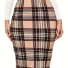 Printed Slim Pencil Pants Chic High Waist Slim Pencil Skirts Fashion Elegant Back Zip Up Midi Skirts