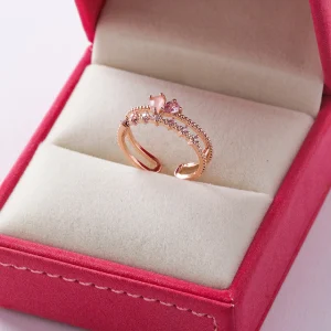 Delicate Zircon Rings Birthday Gift Micro-inlaid Crystal Flower And Butterfly Adjustable