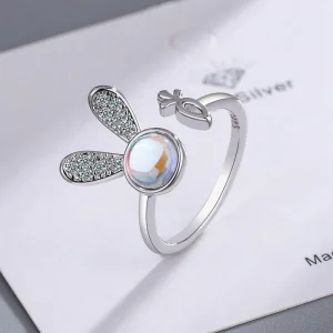 1-163.webp Little Silver Rabbit Rings Exquisite Lovely Party Opening Finger Ring