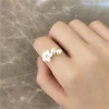 Flower And Pearl Adjustable Ring Exquisite Zircon Rings - Image 3