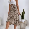 A Line Asymmetrical Print Tie Side High Waist Knee Length Elegant Skirts - Image 2