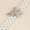 Butterfly Buckle Belt with Faux Pearls and Rhinestones - Elastic Waistband - Image 4