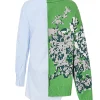Casual Asymmetrical Patchwork Lapel Long Sleeve Knitting Printing Loose Shirts - Image 3