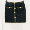 Casual Button Faux Leather Embellished Non Stretch Mini Skirt - Image 2