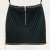 Casual Button Faux Leather Embellished Non Stretch Mini Skirt - Image 3