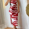 Casual Chest Wrapping Strapless Printed Bodycon Maxi Dress - Image 5