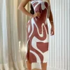 Casual Chest Wrapping Strapless Printed Bodycon Maxi Dress - Image 7